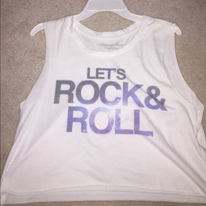 American Eagle White Crop Tank Top